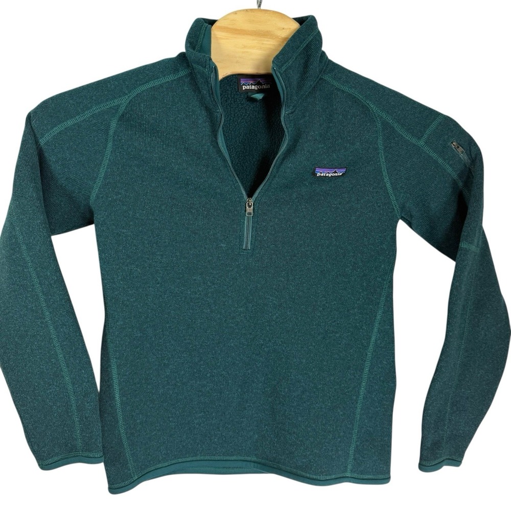 Patagonia Retro Pile Men Small Green Sherpa Lined 1/4 Zip Pullover Sweatshirt